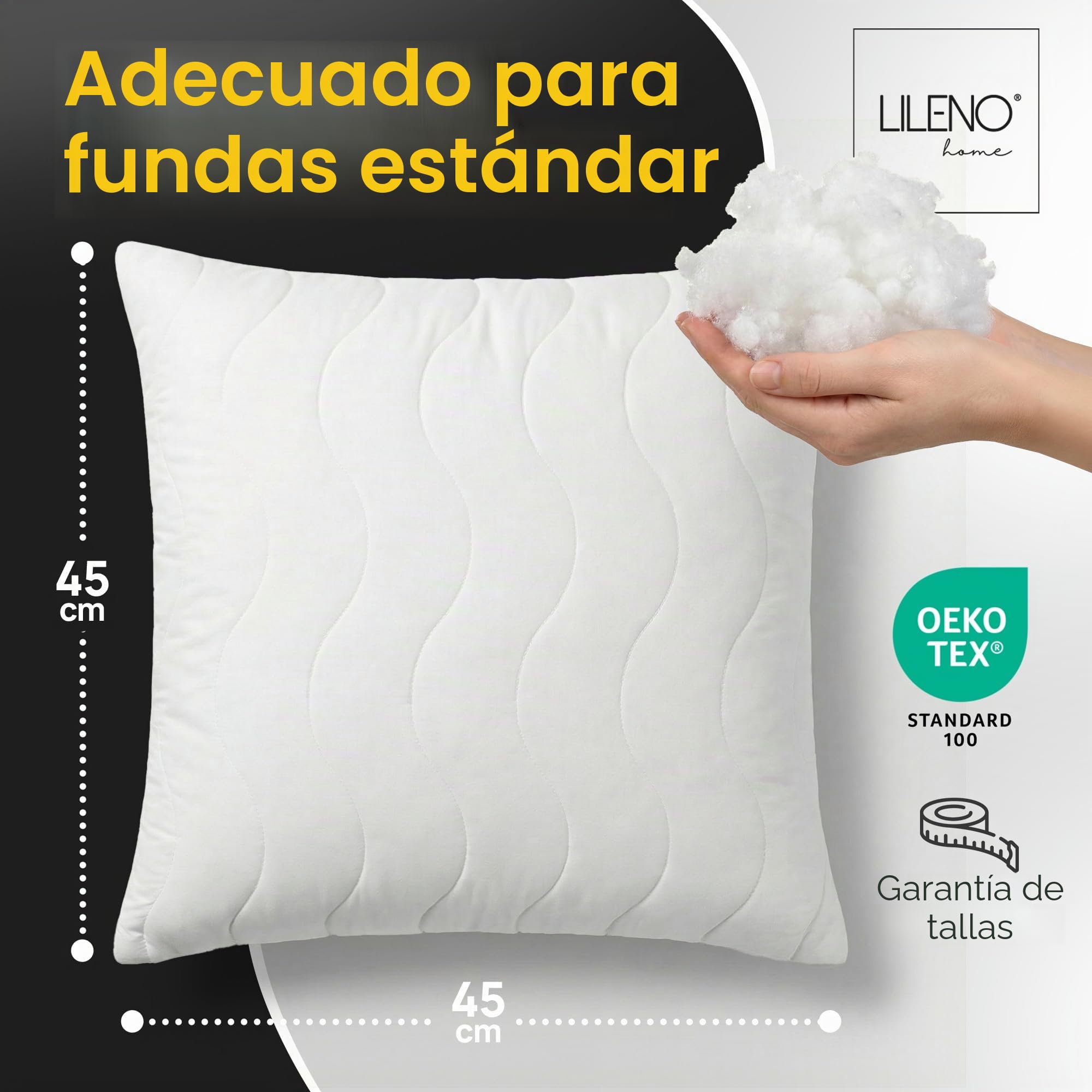 LILENO HOME Juego de 6 rellenos de cojines de 45 x 45 cm, cojín interior acolchado de 45 x 45 cm, para alérgicos, funda de microfibra como cojín de sofá, decoración y cojín de sillón, lavable a 40 °C