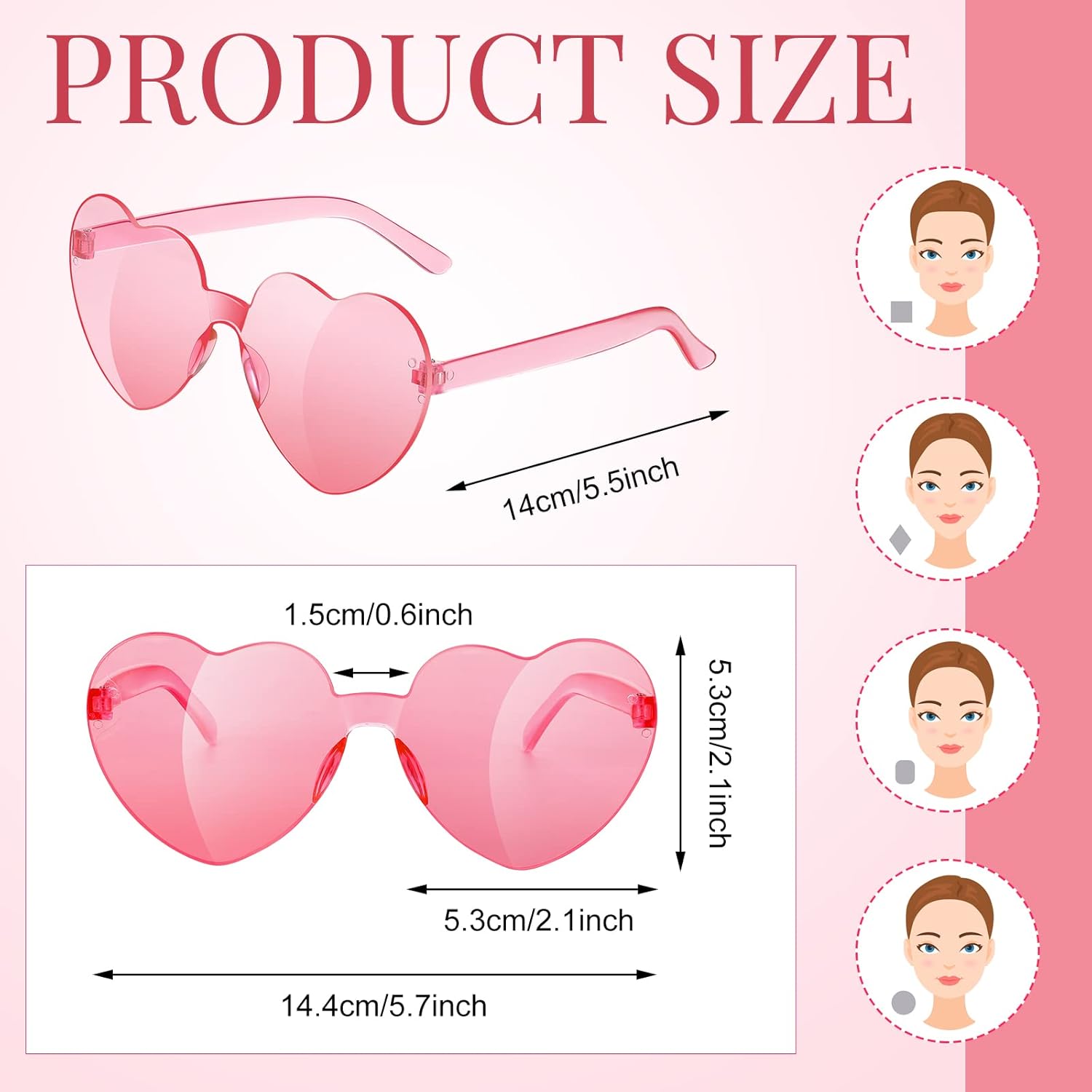 40 Pairs Heart Sunglasses Rimless Transparent Heart Shaped Glasses Candy Color Party Favor for Women Men Decoration - Image 2