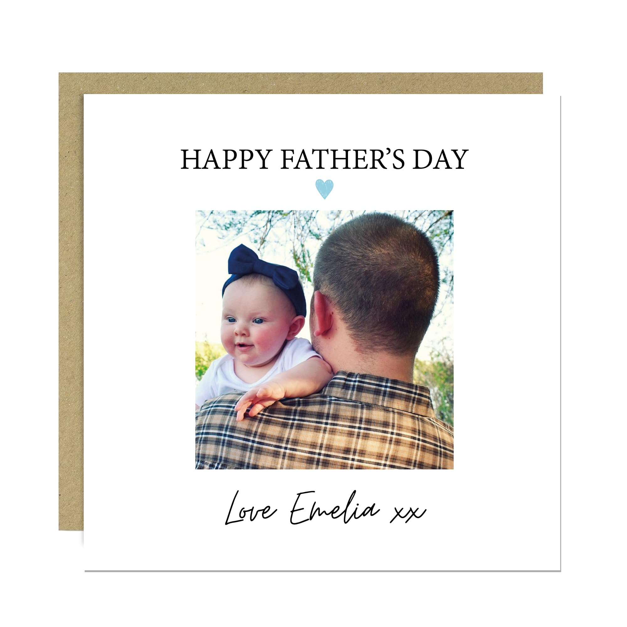 RED OCEAN Personalised Happy Fathers Day Card With Photo Fathers Day Card From Daughter Son Love Greetings With Envelope Novelty Dad Daddy