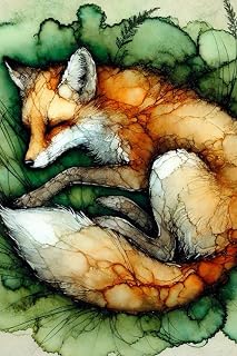 Dreaming Fox Alcohol Ink Design Notebook - 200 lined pages 6x9"