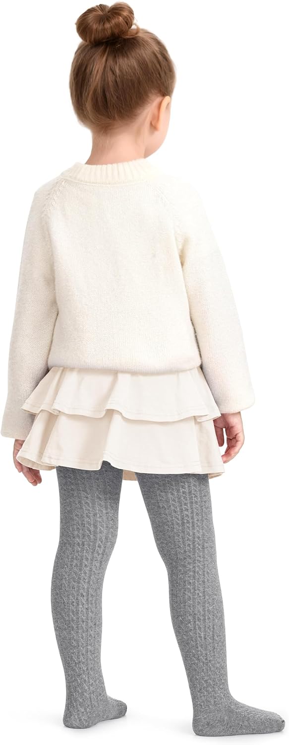 BOOPH Girls Tights Baby Toddler Cable Knit Cotton Footed Leggings Stocking Pants - Image 3