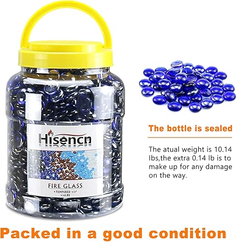 Miniatura 7 de Hisencn Vidrio de fuego para hoguera  Cuentas de vidrio de fuego azul cobalto para hoguera de propano, exteriores e interiores, chimeneas naturales