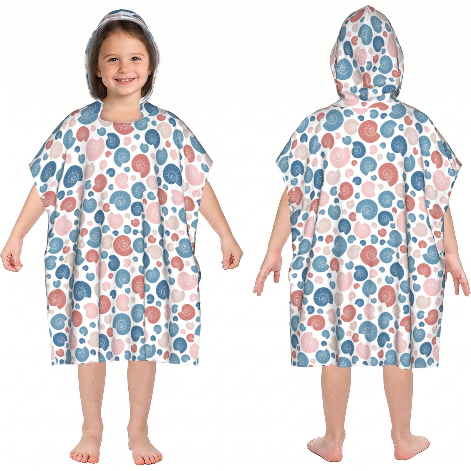 Noble Ren Colorful Shell Hooded Kids Beach Towels Girls Boys Swimming Coverings Towels Bath Towels, Bathrobes, And Ponchos Absorb Water Quickly And Dry Well