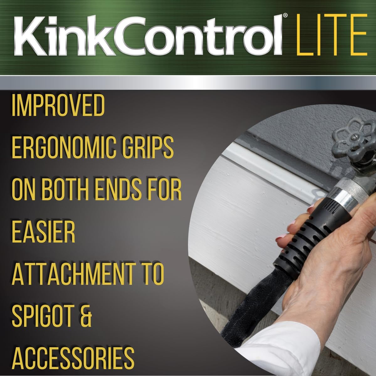 Kink Control Lite, Doesn’t Expand or Burst, Extremely Light Weight, Garden Hose, Water Hose with Superior UV Resistance, Ergonomic Grip, High Burst Strength,Kink Resistance, 50 Ft