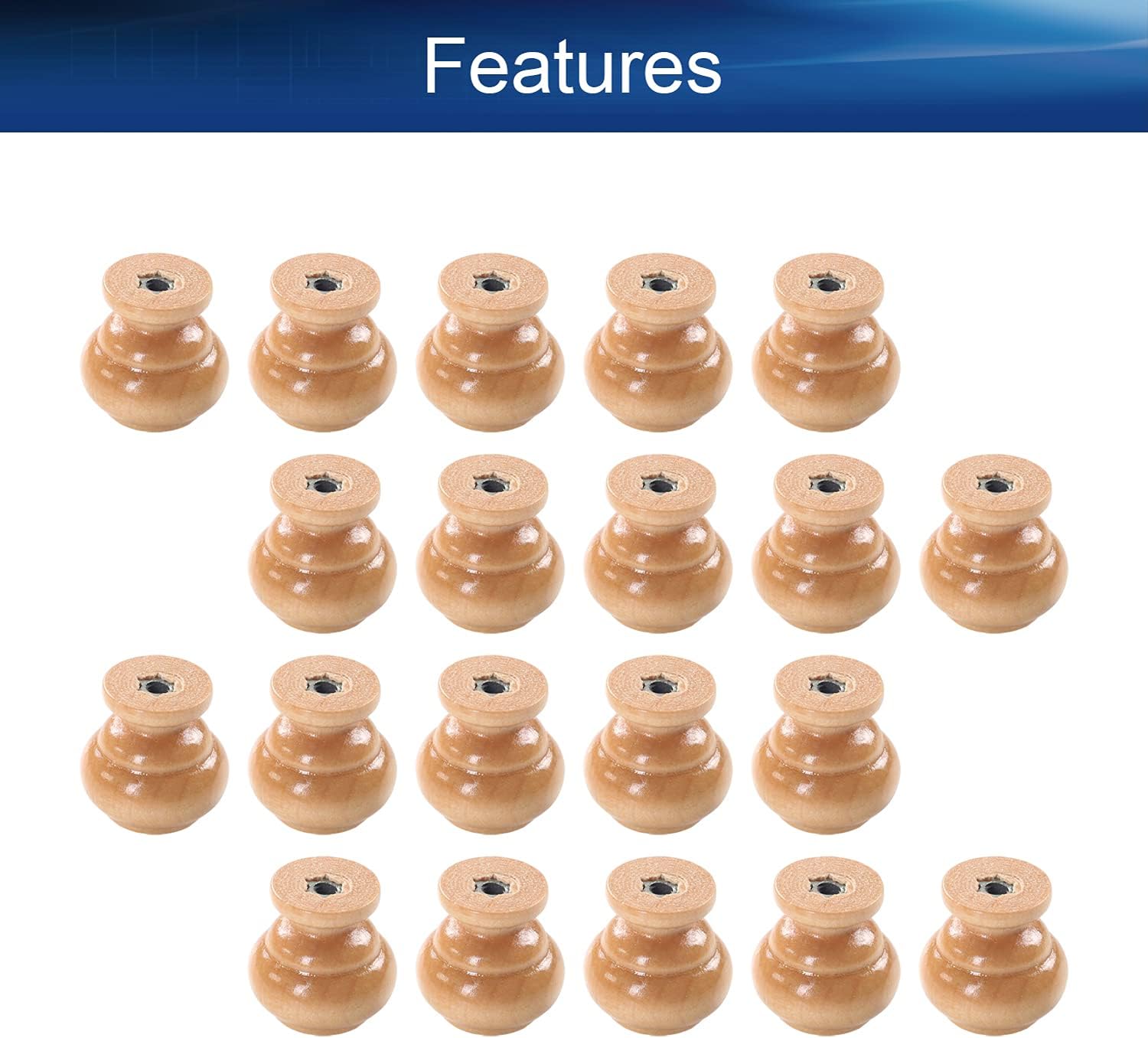 25PCS Round Wood Knobs 25x25mm/0.98"x 0.98"(DxH) Cabinet Furniture Kitchen Varnish Pulls Handles for Dresser Drawer Wardrobe Solid Wood Material