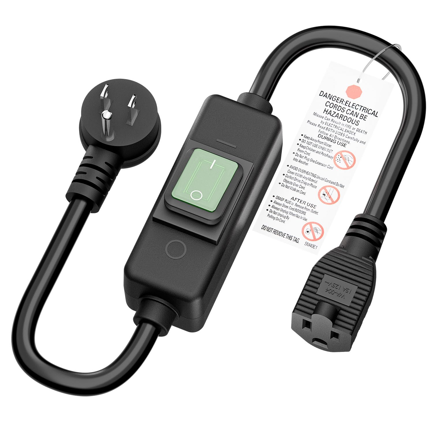 Right Angle Outdoor Waterproof Extension Switch Cord, in-Line On