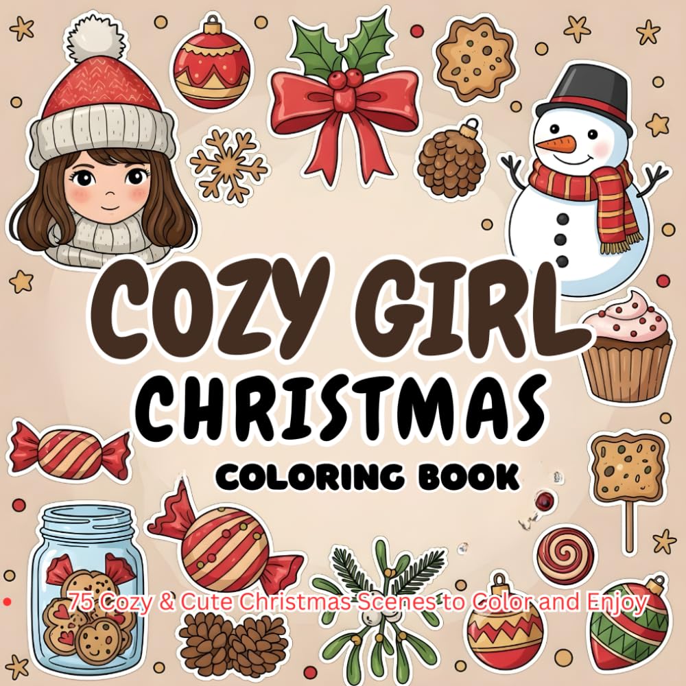 Cozy Girl Christmas Coloring Book: 75 Cozy & Cute Christmas Scenes for Relaxing Holiday Coloring and Creative Winter Fun