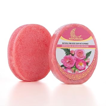 Natural Pink Rose Soap with Sponge
