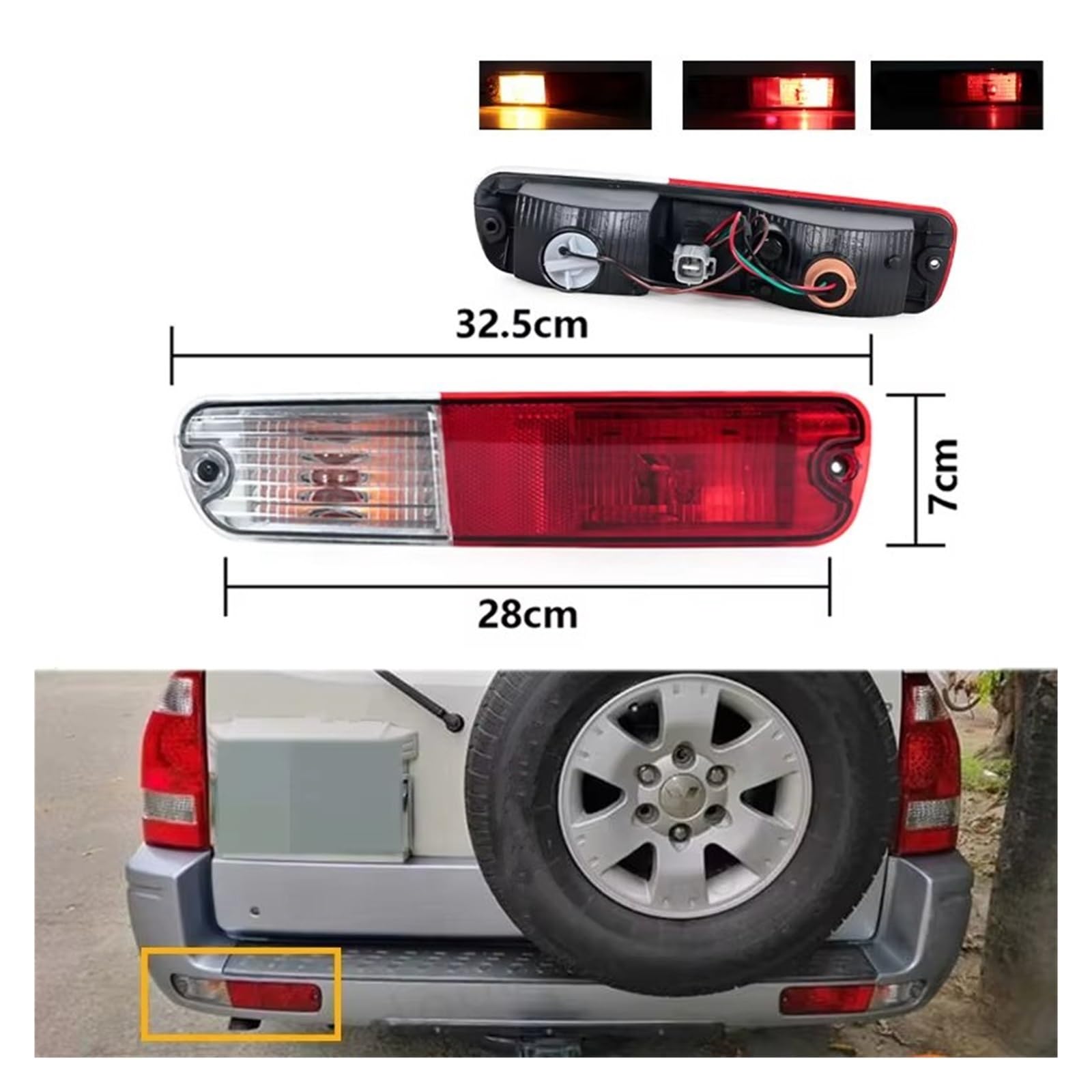 Lámpara Reflector Parachoques Trasero Para Mitsubishi Para Pajero Para Montero Para V73 V75 V77 2003-2007 Luz De Parachoques Trasero Reflector Luz Trasera Lámpara Señal(1Pc Left)