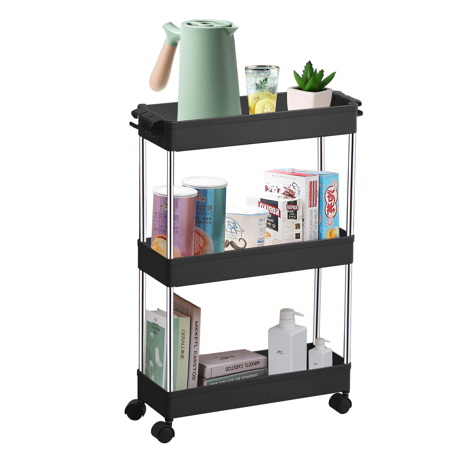 Buy DLO Slim Storage Cart,3 Tier Mobile Shelving Unit Organizer Slide