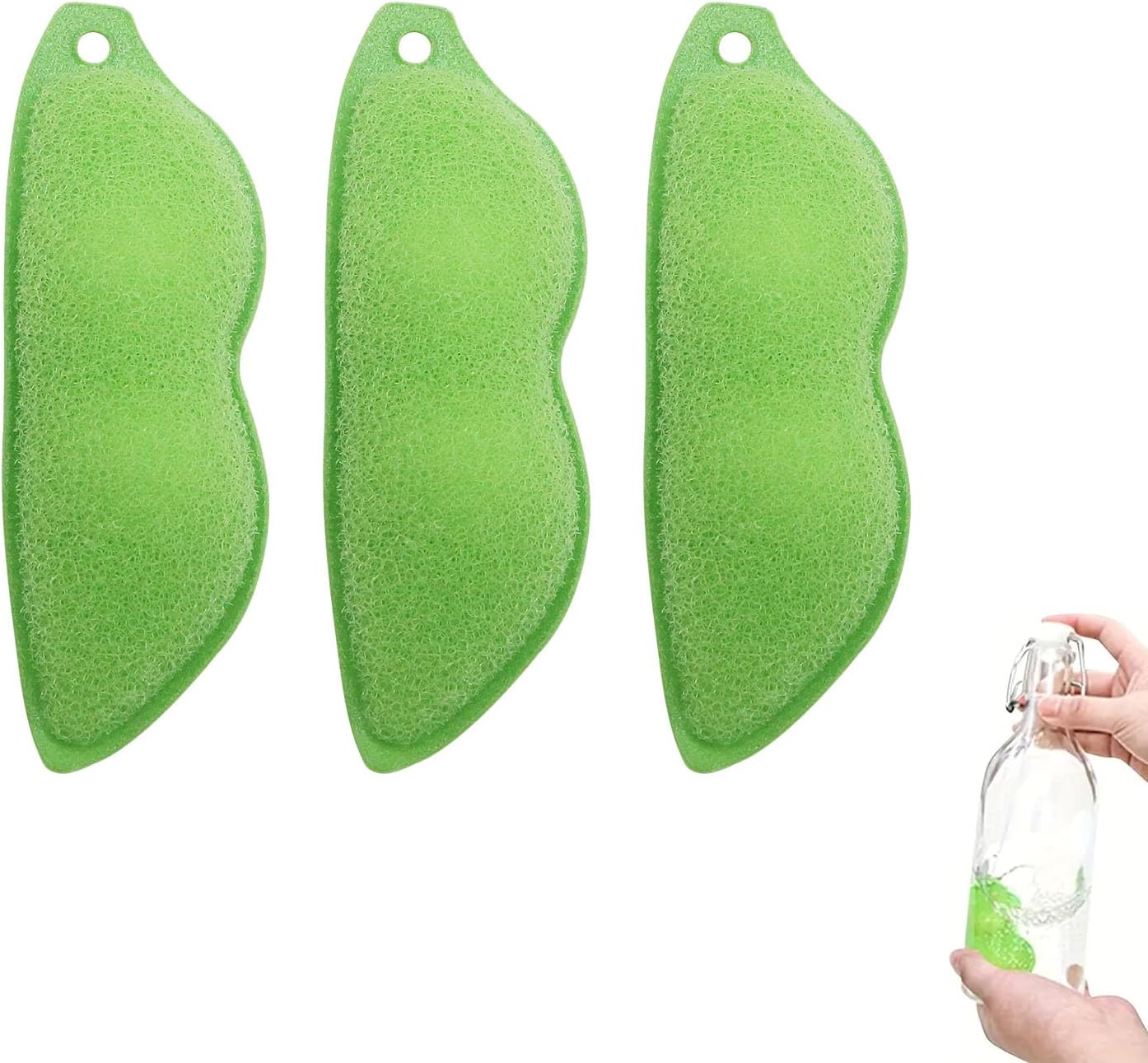Magic Beans Bottle Cleaner 3-Pack, Reusable Pod Sponge with Ceramic Balls for Narrow Mouth Water Bottles, Baby Bottles, Travel Cups – Quick Dry & Easy Cleaning ﻿
