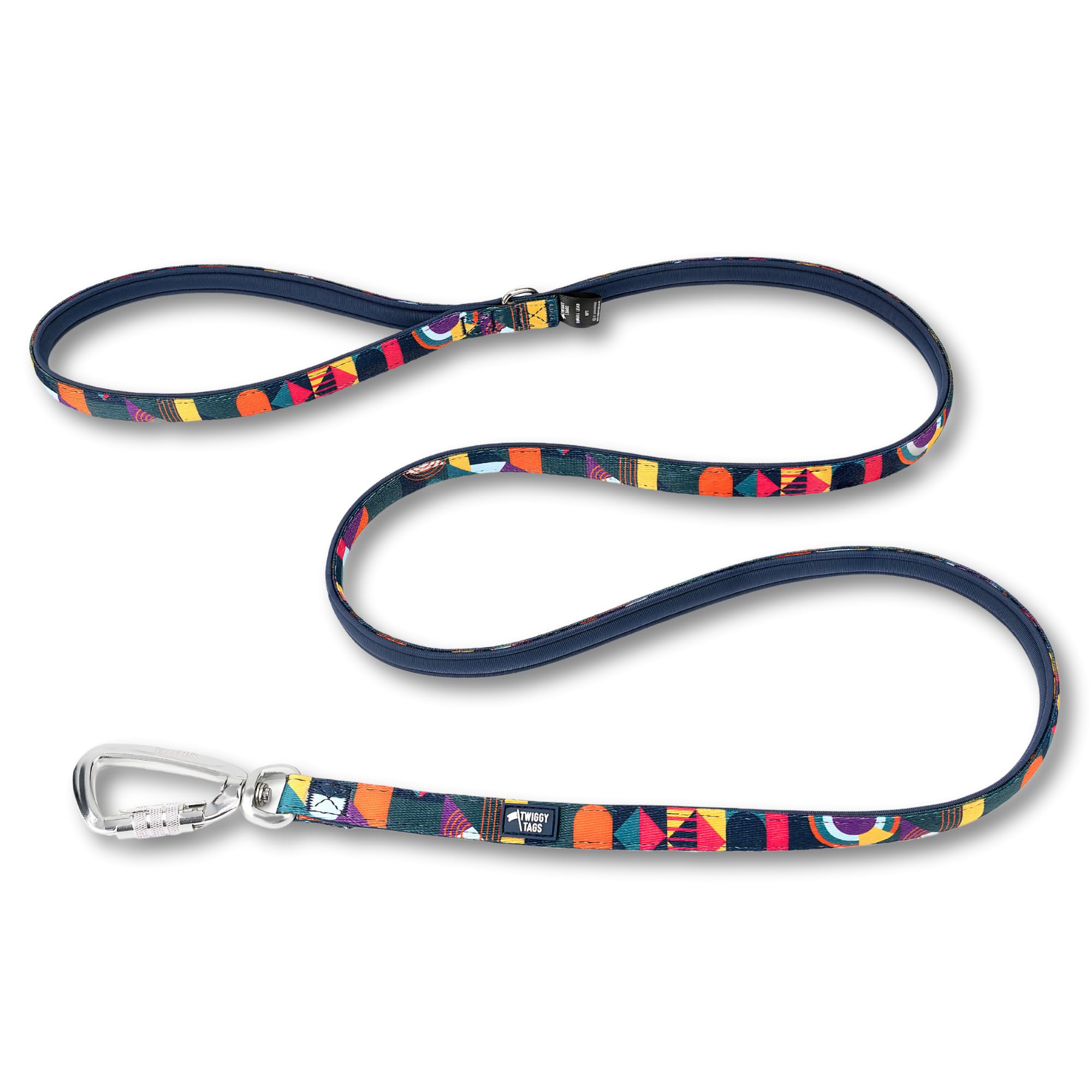 Twiggy Tags Small Padded Lead | Strong Dog Lead | Reflective, Locking Carabiner, Durable & Comfortable | Suitable For All Dog Breeds (Aurora Multi-Coloured, 1.5m)