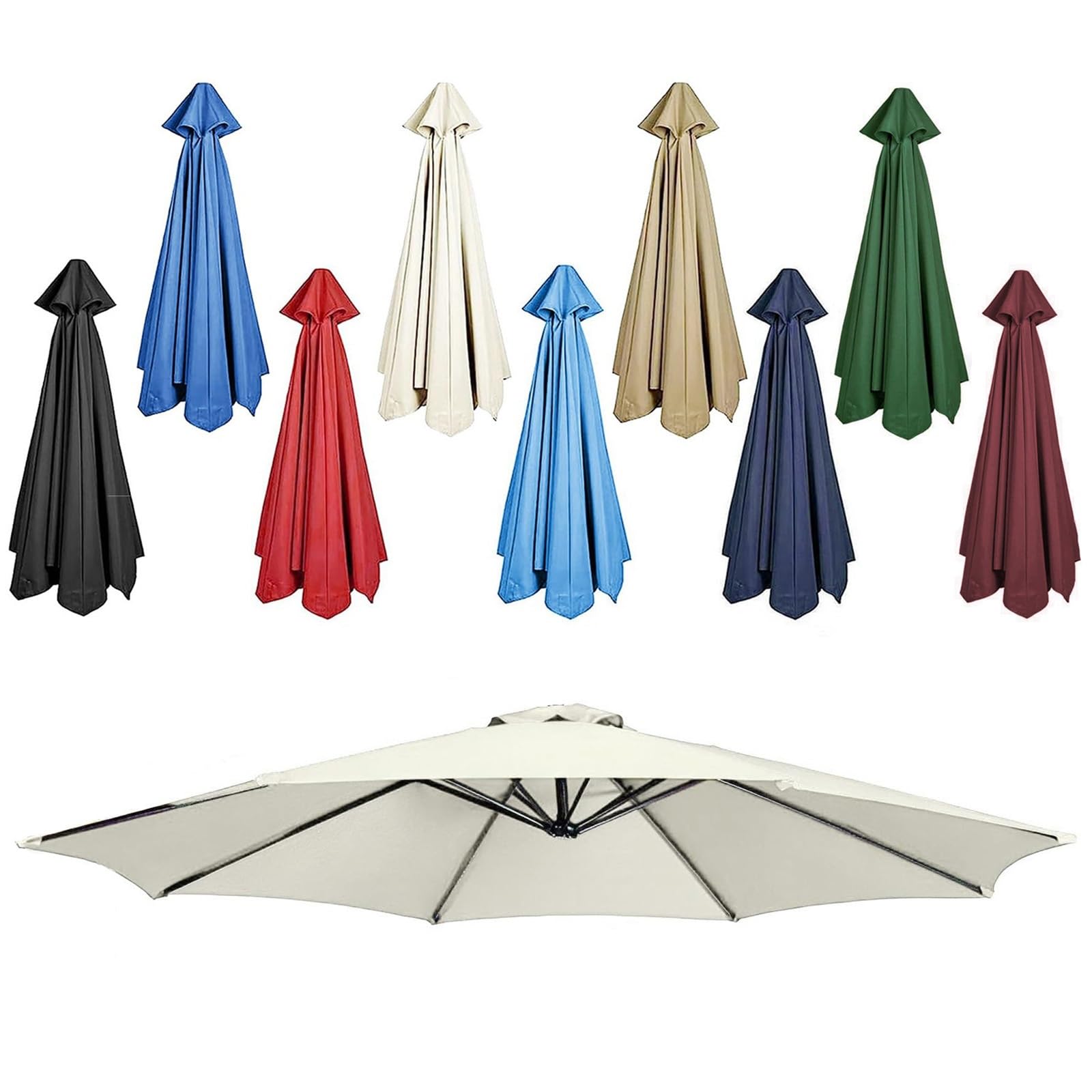 DPAOZPO Outdoor Table Umbrella Replacement Canopy (Canopy Only), Replacement Parasol Canopy, Round Replacement Parasol Top Cover, For Garden Backyard Pool (Color : White, Size : 2m/6.5ft (6Rib))