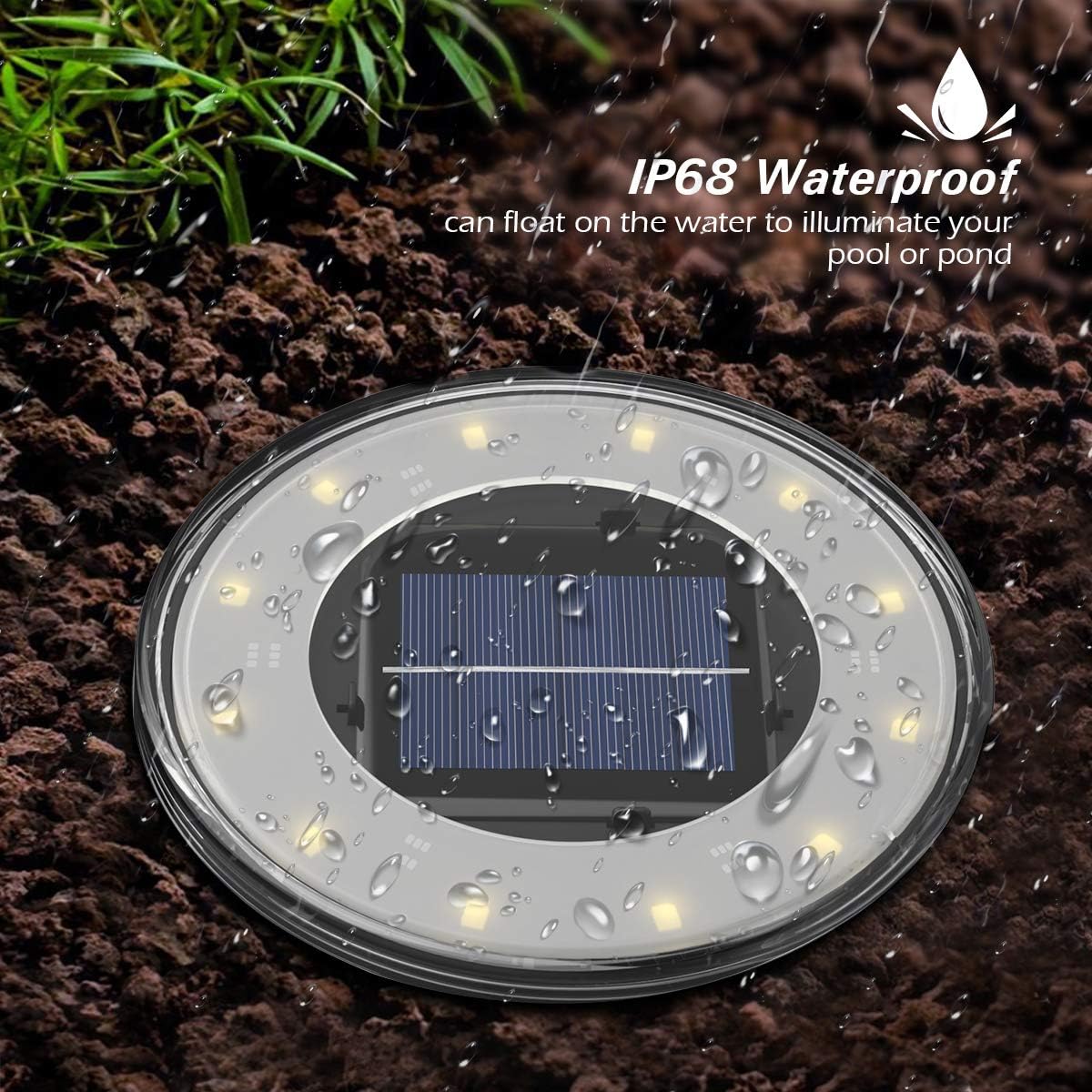 Tomshine Solar Ground Lights, Disk Lights Outdoor Warm White, Waterproof 12 LED Beads Solar In-ground Lights, Outdoor Walkway Lights Decorative for Patio Pathway Lawn Yard Driveway(4 Pack)