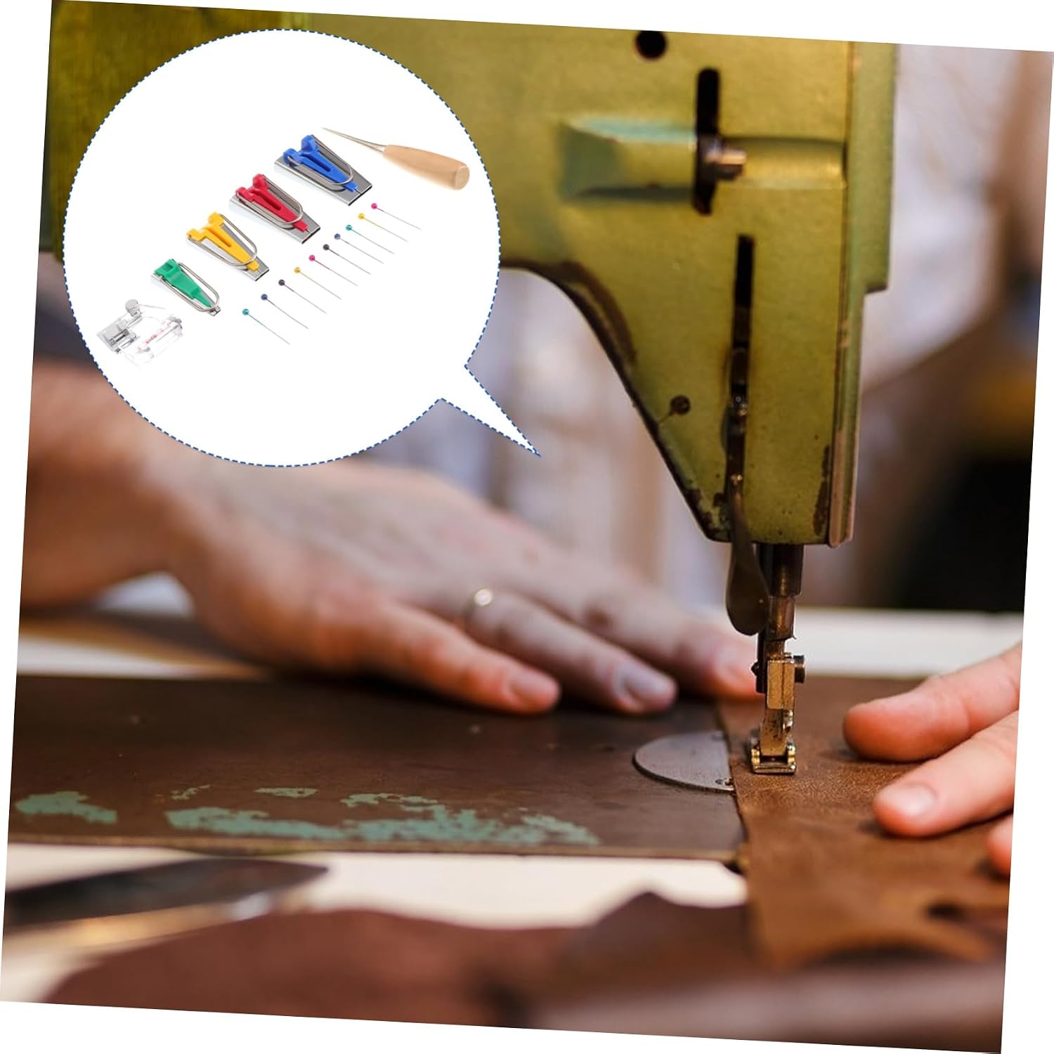 OHPHCALL Bias Tape Maker Quilting Sewing Set Tape Bias Maker Binding Foot Awl Pin Set for Adults