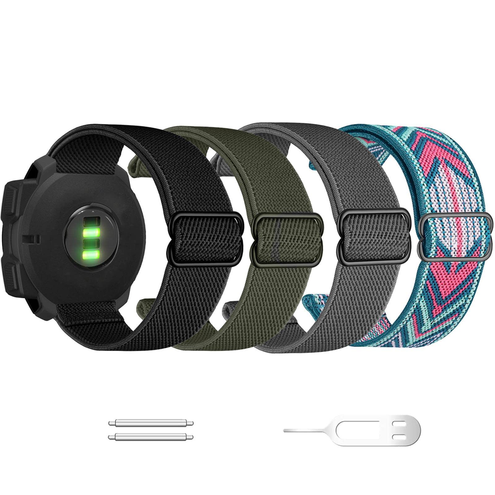 Abanen22mm Elastic Watch Bands for Garmin Instinct/Instinct 2 Solar, Soft Stretchy Nylon Ultra-light Wristband Strap for Garmin Instinct Crossover Solar, Instinct Tactical/Esports