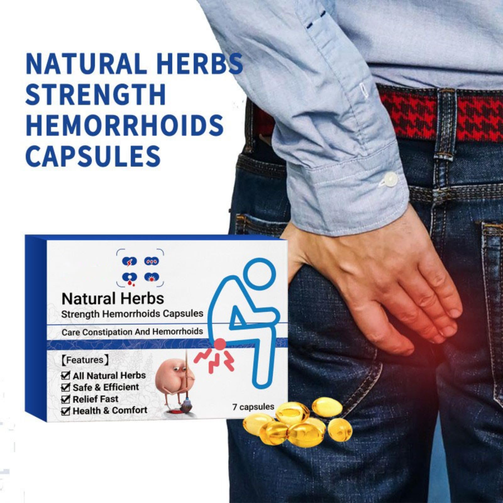 natürliche Kräuter-Hämorrhoiden-Kapseln, zur schnellen Linderung von Hämorrhoiden, natürliche Hämorrhoiden-Linderungskapseln.