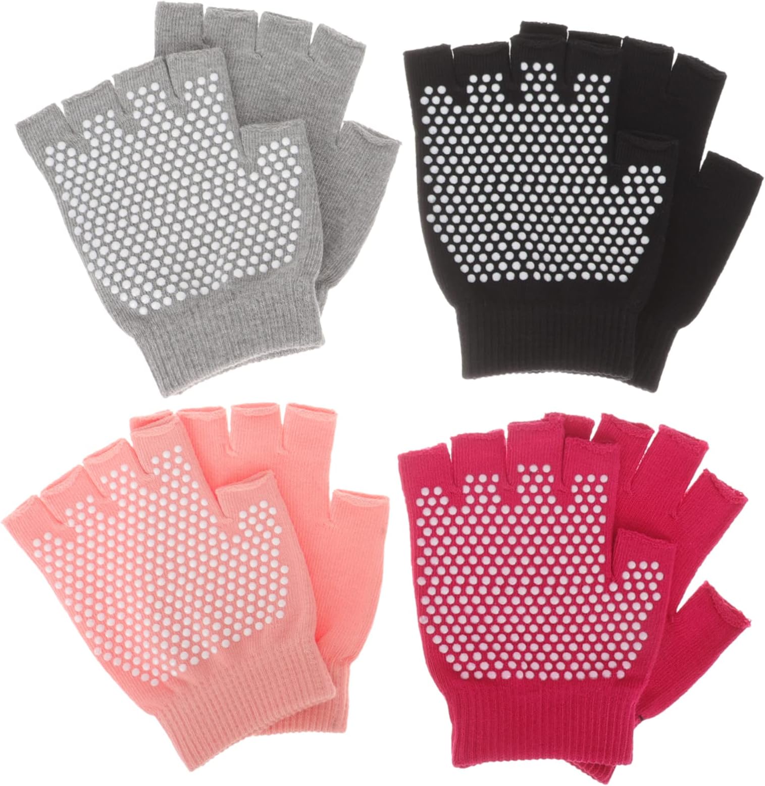 4 Pairs Women Yoga Gloves Fingerless Workout Gloves for Yoga Pilates and Lightweight and Breathable Exercise Gloves for Enhanced Grip