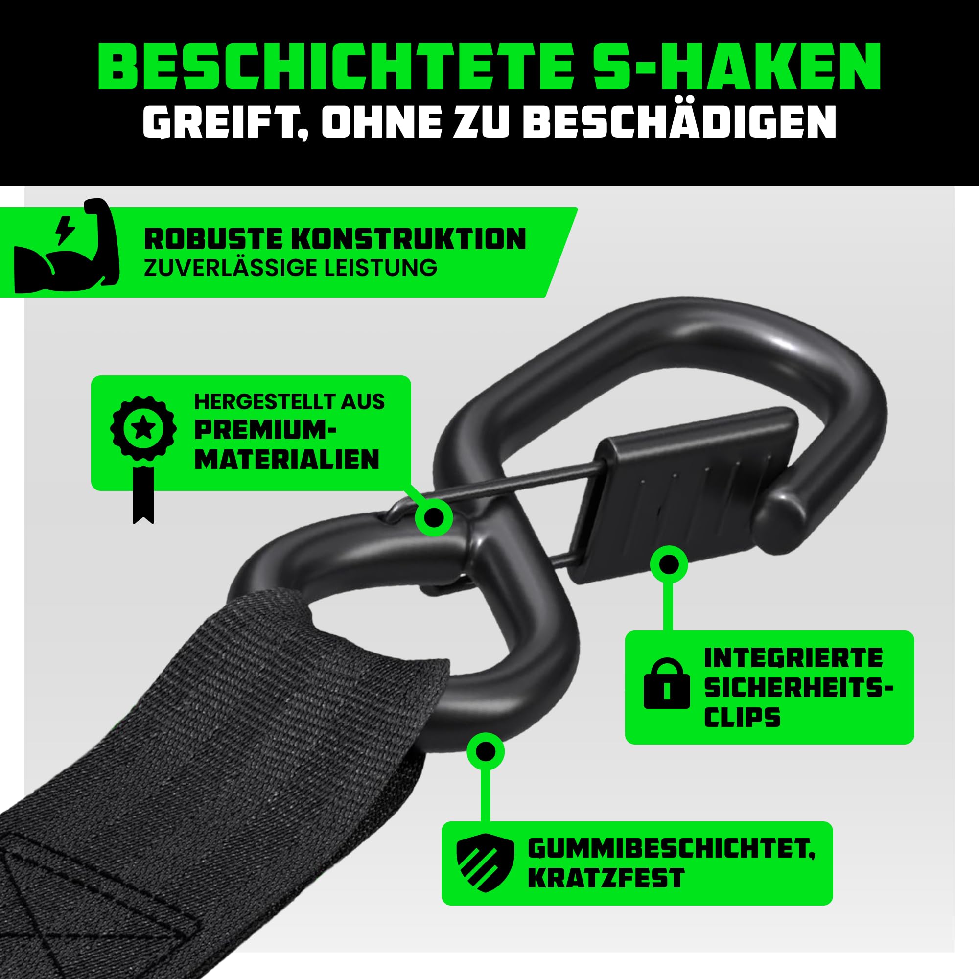 Rhino USA Selbstaufrollende Spanngurte (2er-Pack) - 5cm x 3m (1,360kg Bruchfestigkeit) - Hochleistungs-Automatik-Spanngurte für LKW, Anhänger, Motorrad, Fahrrad & Mehr - Schwarz