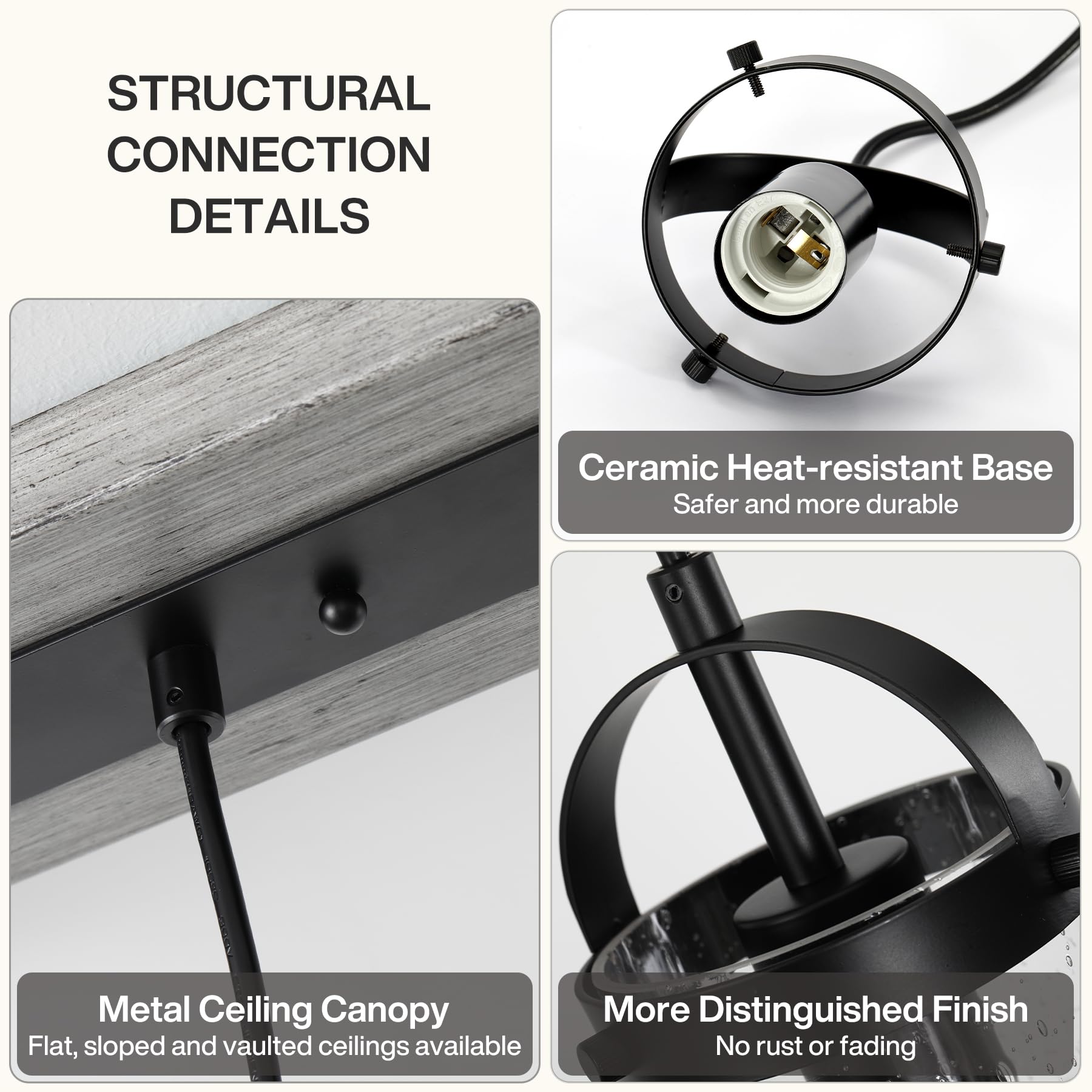 Tribesigns Lámpara de araña lineal negra de 5 luces, iluminación para isla de cocina de estilo rústico con pantallas de vidrio texturizado para comedor, altura ajustable, casquillo E27