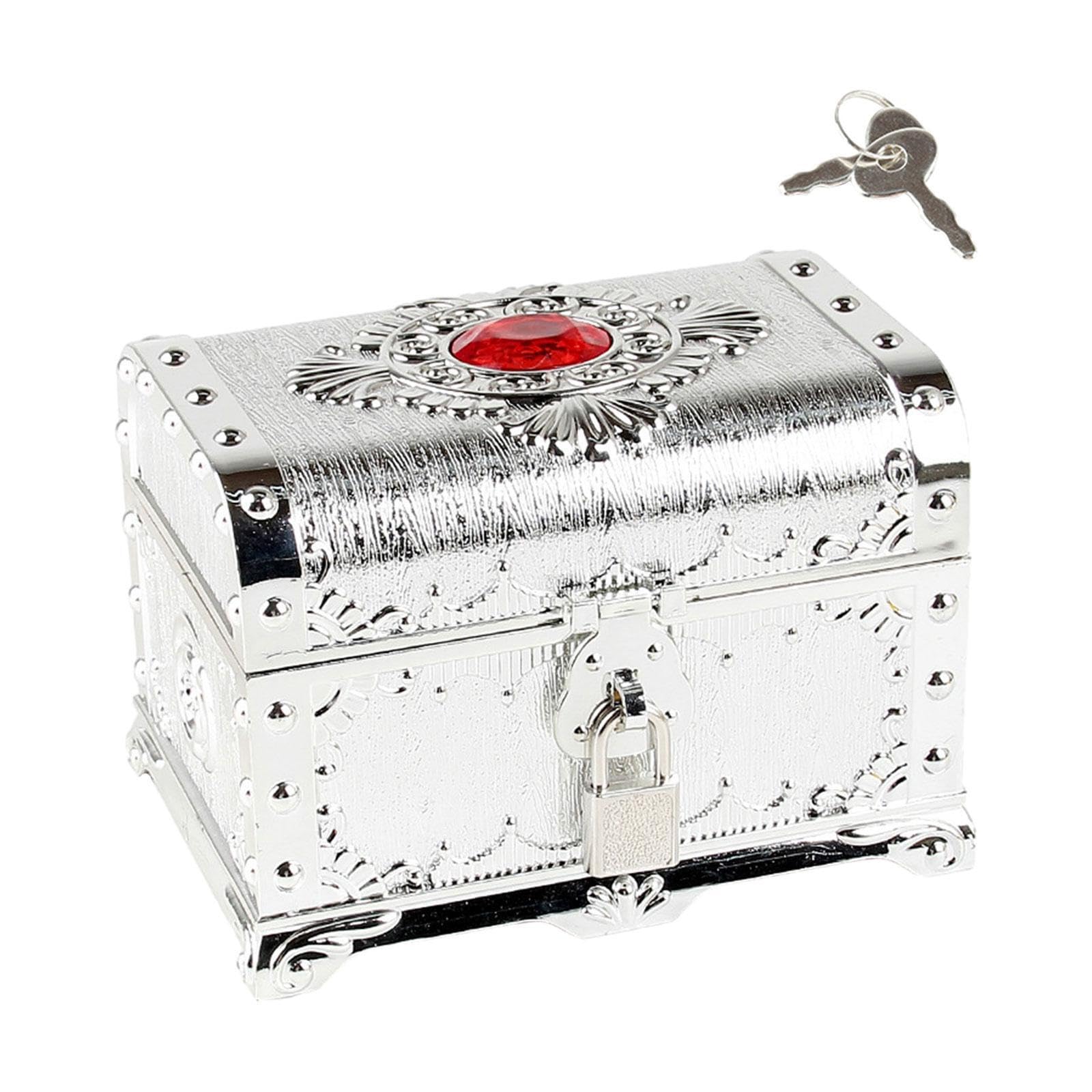 Amslsiu Silver Antique Decorative Chest Boxes Provide Versatile Storage For Kids Treasure Toys And Look In Any Room Treasure Collection Storage Box Is Antique 14X11x10.5cm
