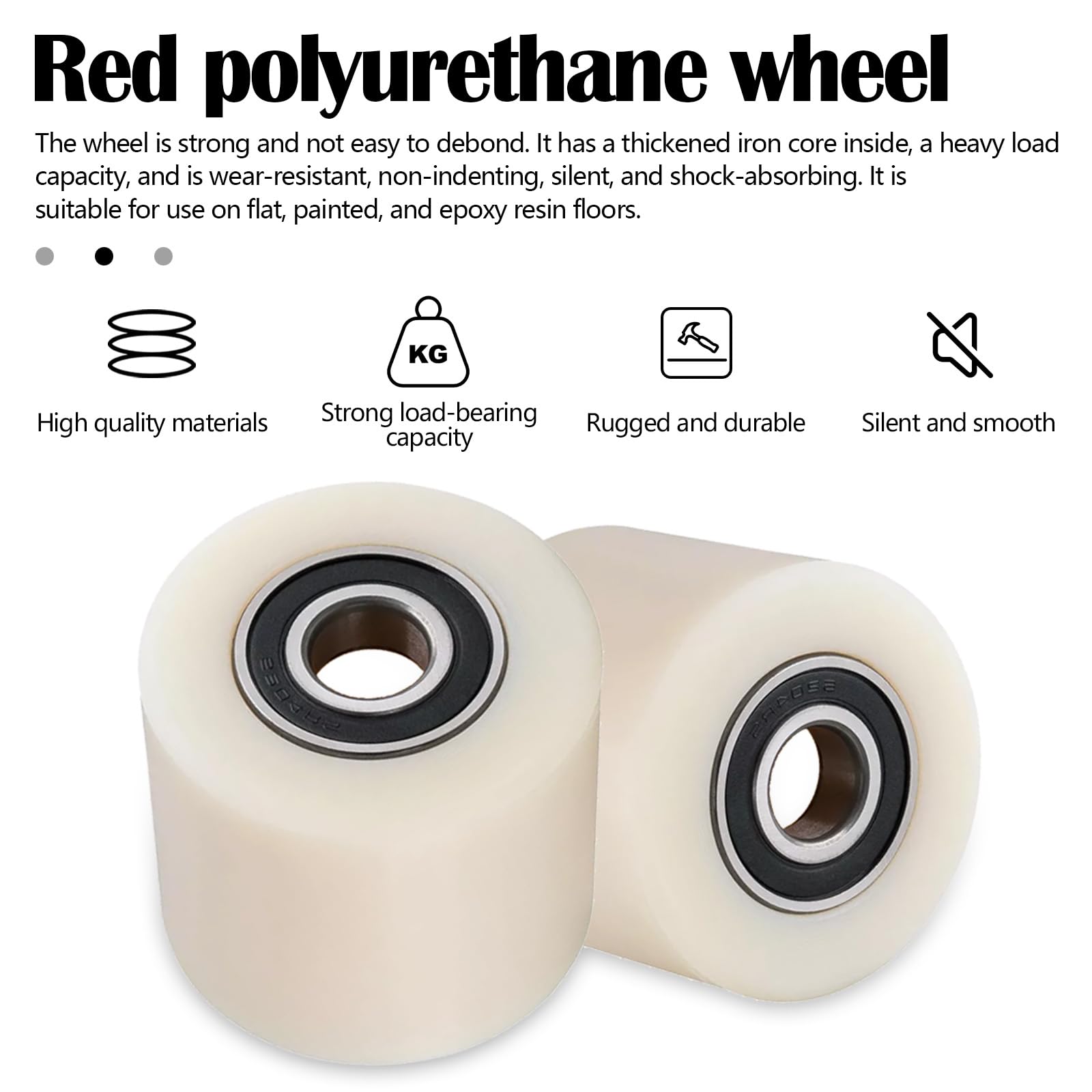 Ruote per Carretto per Pallet Nylon 80 x 70 mm, Set di 4 Asse 20 mm Ruote per Transpallet con Cuscinetti a Sfera Ruote Portata 1000 kg per Transpallet Camion Trasportatori Materiale