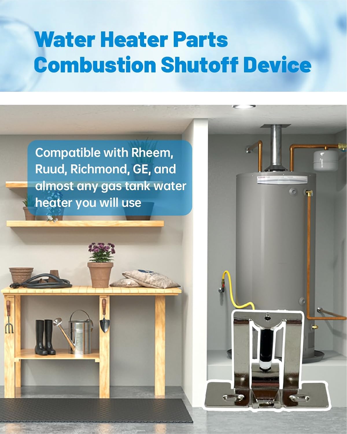 Combustion Shutoff Device Kit FVIR/FTR Thermal Release Fit for Rheem for Ruud for Richmond for GE Gas Water Heater Safety Burner Control Assembly Replacement
