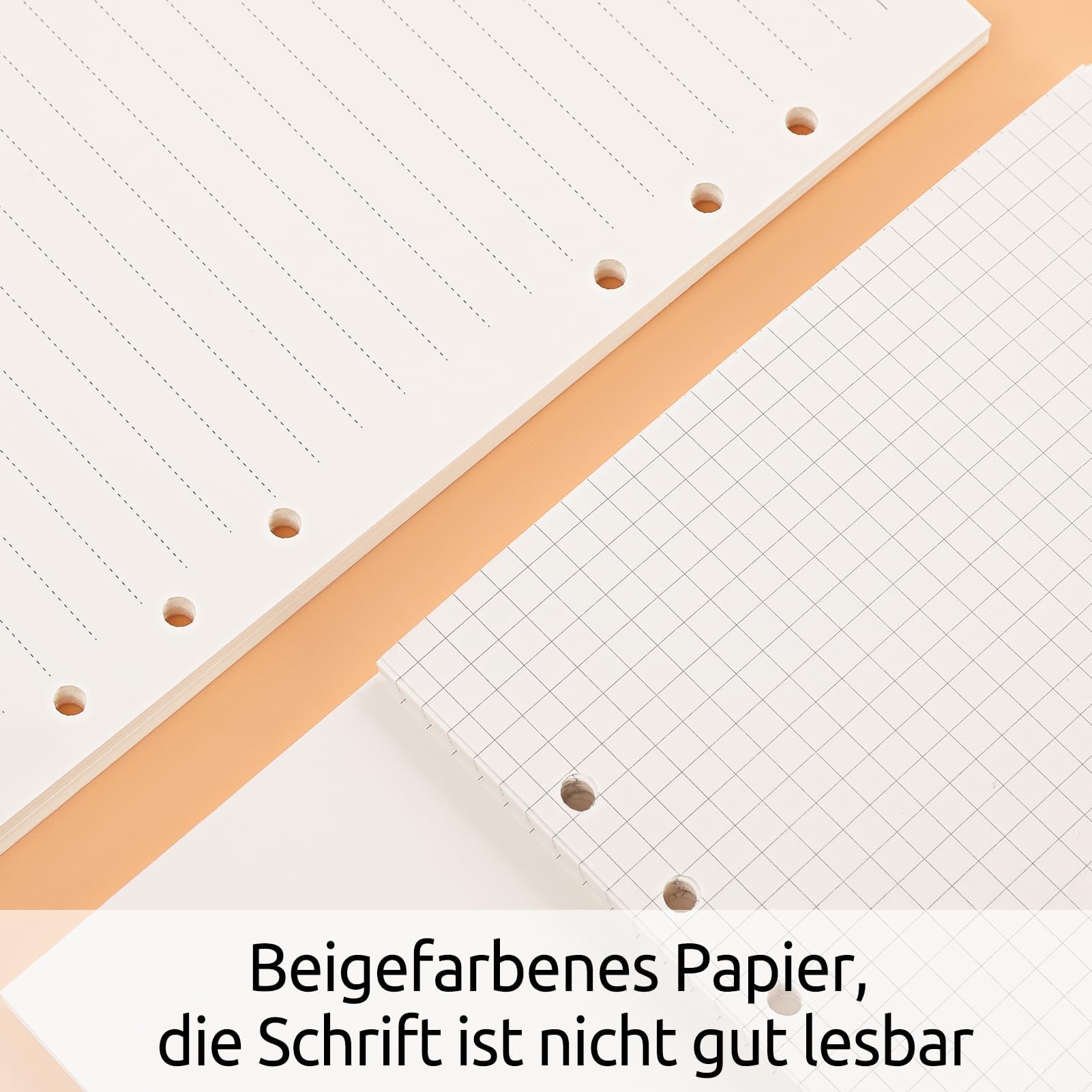 SKYDUE Segregator A5 do ponownego napełniania, papier w linie, 135 arkuszy, wkłady do segregatora, do 6-otworowych, 21 x 14,2 cm