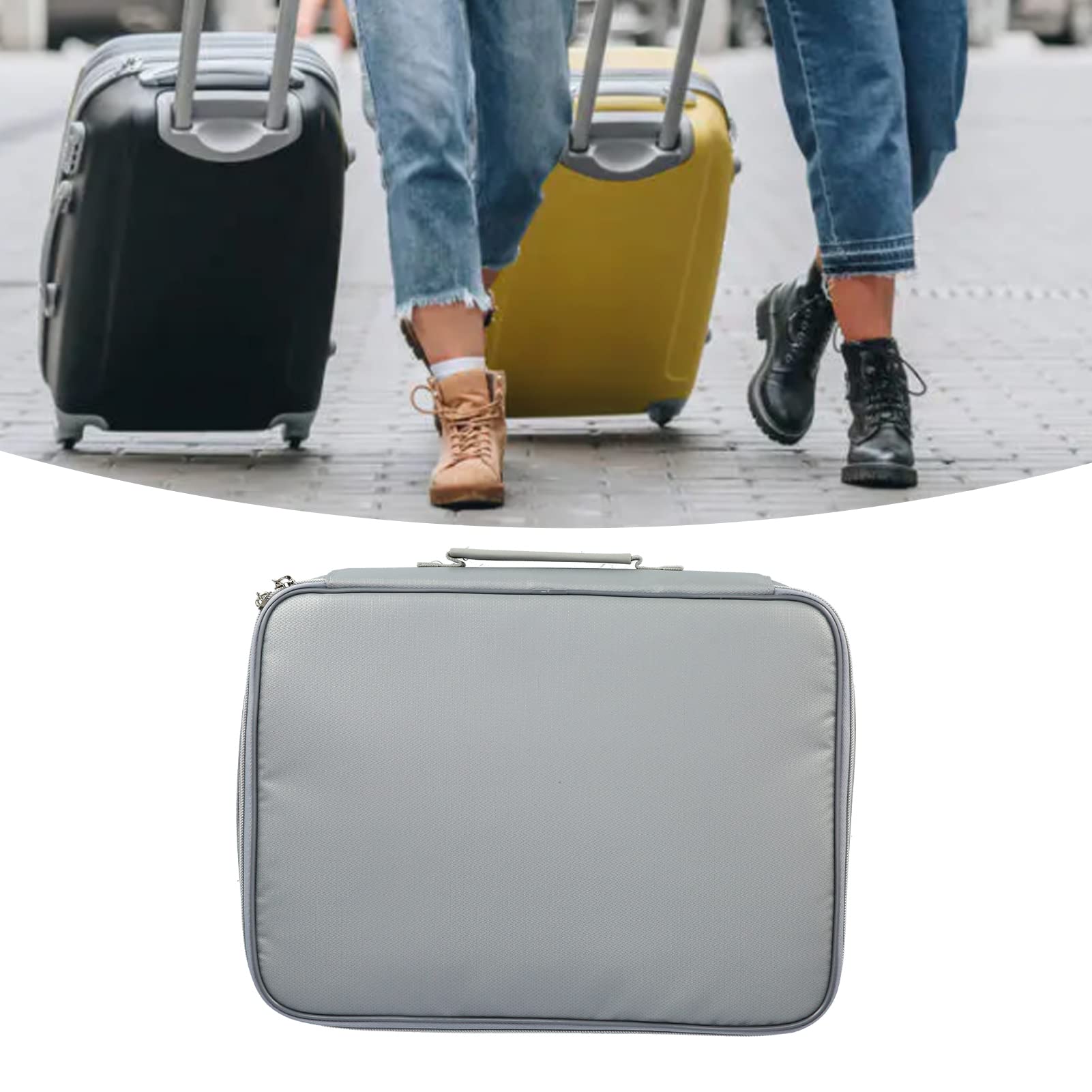 Cyrank Bolsas organizadoras de Archivos, Bolsa de Documentos ignífuga, Bolsa de Documentos ignífuga, Impermeable, portátil, de Gran tamaño, Organizador de Archivos de múltiples Capas(Plata)