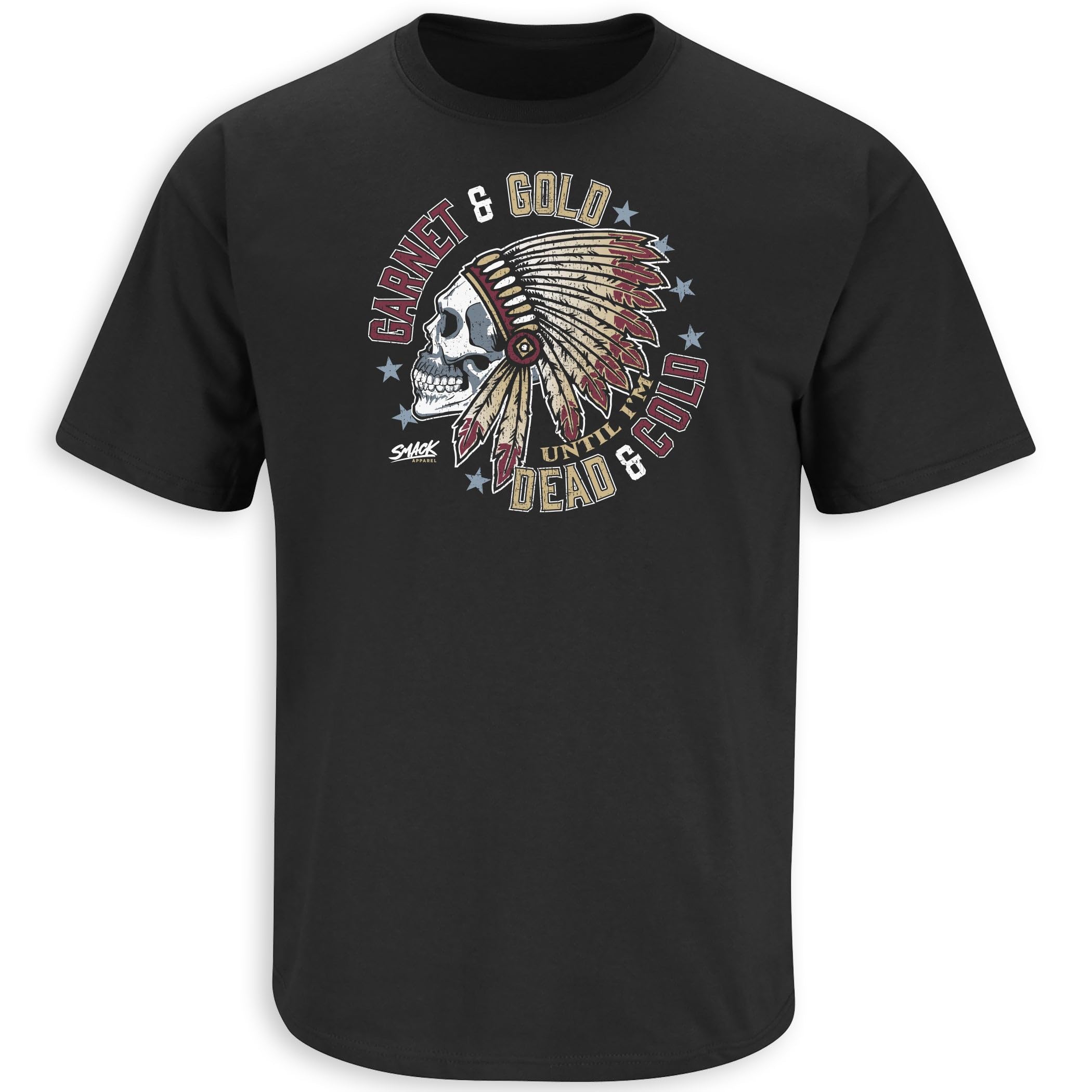Fans de fútbol del estado de Florida. Camiseta de granate y oro con texto en inglés "Till I'm Dead and Cold Black" (SM-5X), Manga Corta Estilo Suave, XXL, Soft Style Black