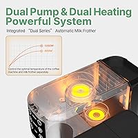 Vista 6 de Máquina de café espresso de 20 bares, cafetera de espresso con pantalla táctil y espumador automático de leche para capuchino y latte, máquina