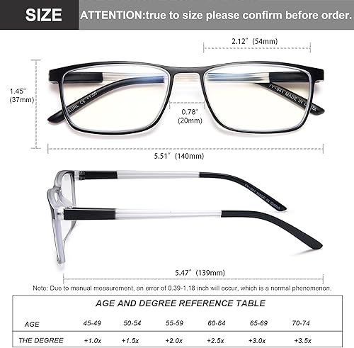 Miniatura 6 de EYEURL Paquete de 4 lentes de lectura para hombres y mujeres, lectores de bloqueo de luz azul con bisagras de resorte anti rayos UV