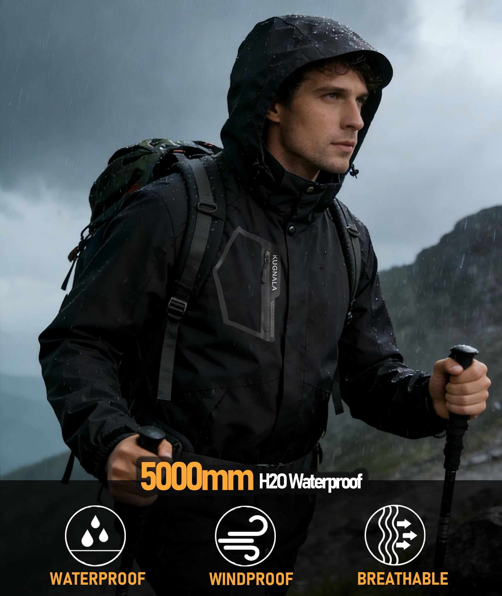 Giacca antipioggia da uomo, impermeabile, leggera, con cappuccio, per escursionismo, ciclismo, viaggi, taglie S-6XL