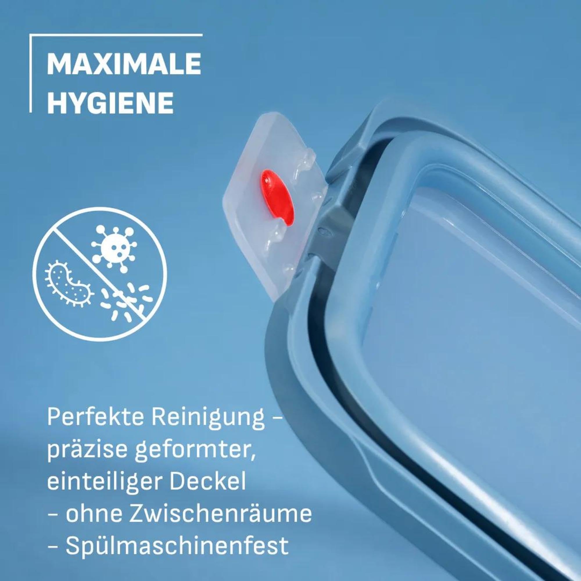 Emsa oneClick, Vorratsdose, One-Click System, Hält Lebensmittel 2x Länger Frisch, 100% Auslaufsicher, Made in Germany, Blue, 5-teiliges Meal-Prep Set 5× 1,2 L / 40,6 fl.oz, N1231200