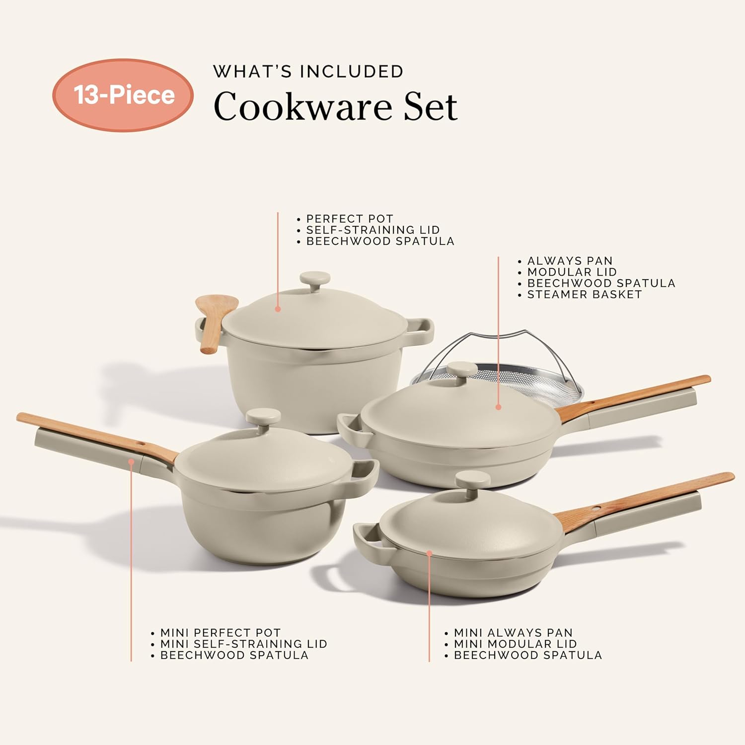 Our Place Cookware Set - 13-Piece Kit Including the Always Pan, Perfect Pot and Spatulas | Multifunctional, Toxin-Free Nonstick | Heat Safe up to 450°F | Oven, Stove, Induction Compatible | Steam