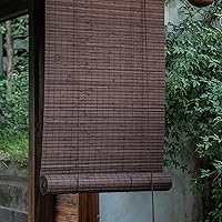 Vista 2 de Geovne Persiana enrollable de bambú con filtro de luz, persianas de bambú natural, persiana enrollable de bambú retro, persianas enrollables