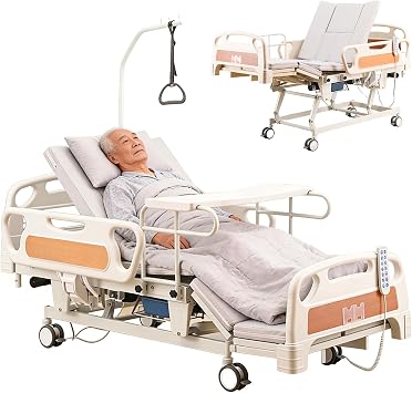 Fully Electric Hospital Bed for Home Use, Back & Leg Lifting, Timed Side Turning, 18.5"-29" Height Range, 5" Individual Locking Casters, 550 LBS Capacity