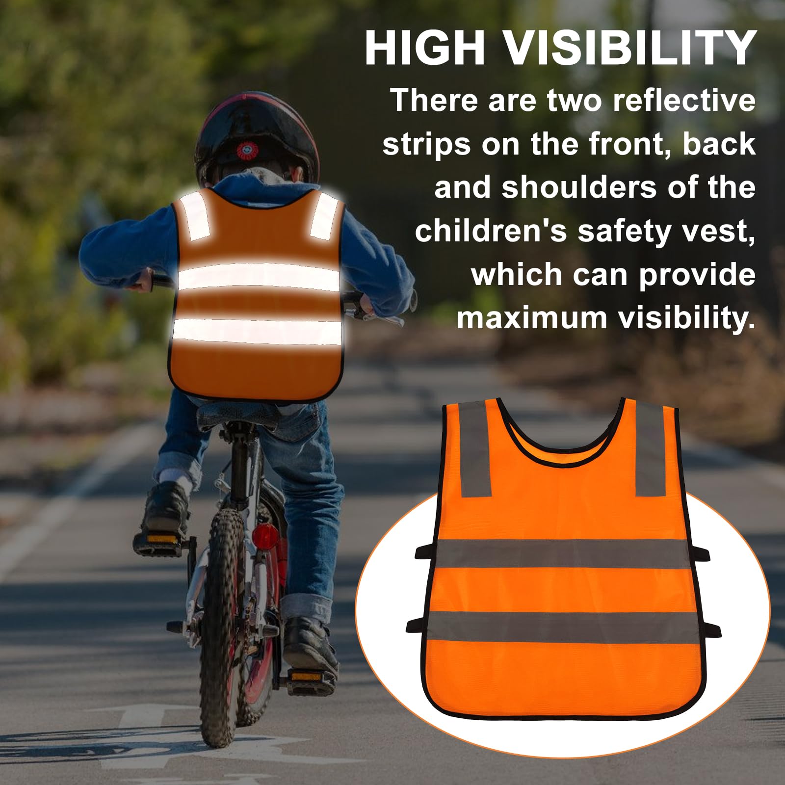 10 Piezas Chaleco Reflectante Niño, Chaleco Reflectante para Niños, Chaleco de Seguridad para Niños 3-12 Años, Chaqueta de Alta Visibilidad para Noche Ejecutar Ciclismo Camino al Colegio (Naranja)