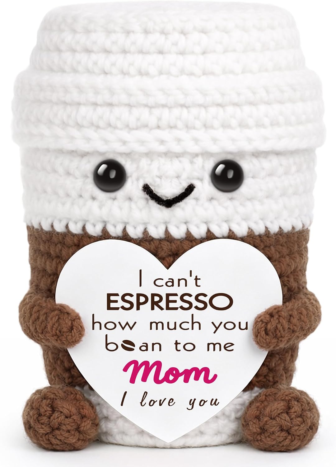 Mom Birthday Gifts from Daughter Son, Christmas New Mom Gifts for Best Moms Ever Bonusmom Stepmom Handmade Crochet Coffee I Love You Gift for Mother in Law Mama Mommy