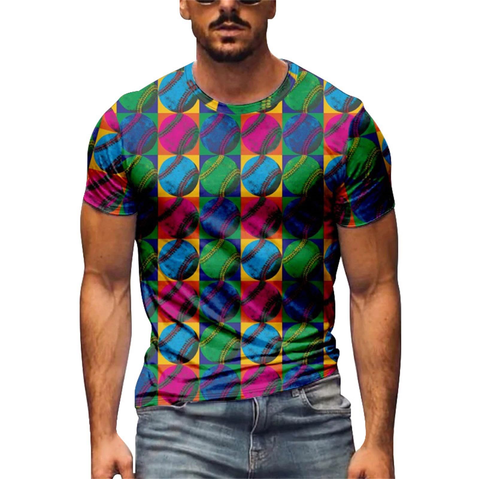 GenericBaseball T Shirts for Men Novelty Print Stretch Casual Short Sleeve Tee Shirt Slim Fit Crew Neck Muscle Athletic Gym Tops