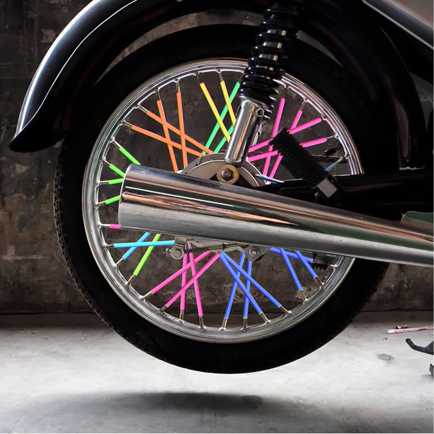 72 Pieces Colour Bike Spoke Cover with 12 Pieces Reflective Wheel Spoke