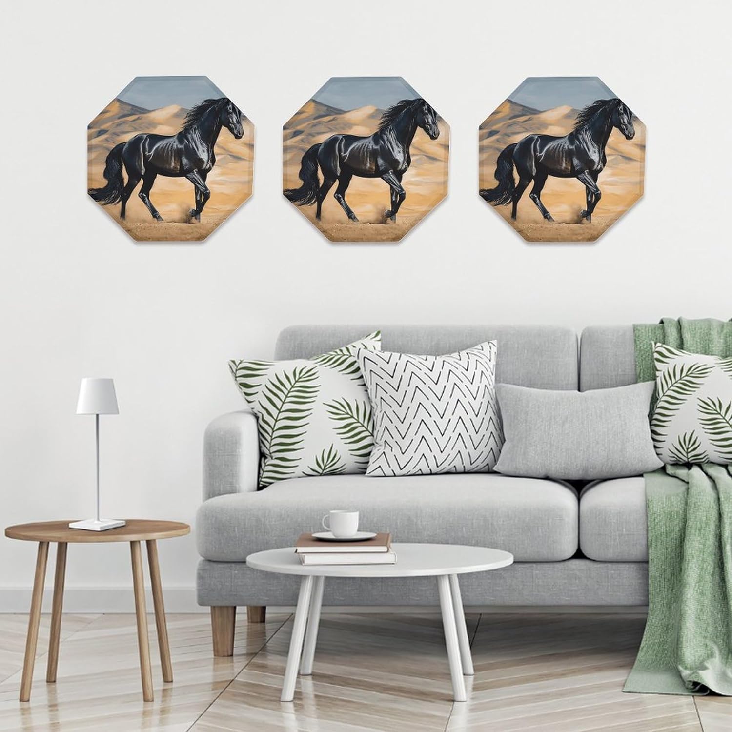 Ctagon Metal Sign for Home, Modern Display Plate for Kitchen, Black Arabian Horse Plates Accent Hanging Wall Decorations 3PCS for Living Room, Bedroom, Hallway, Hotel