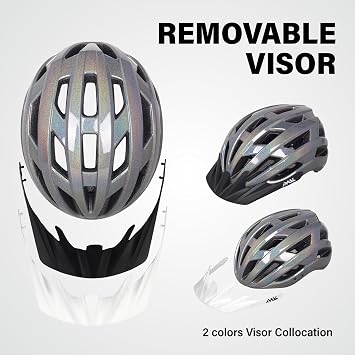 Youth Adult Road Bike Helmet, Men Women Adjustable Mountain Bicycle Helmet with Detachable Visor, 2 Sizes for Age 8-14+ Youth, Kids, Adult