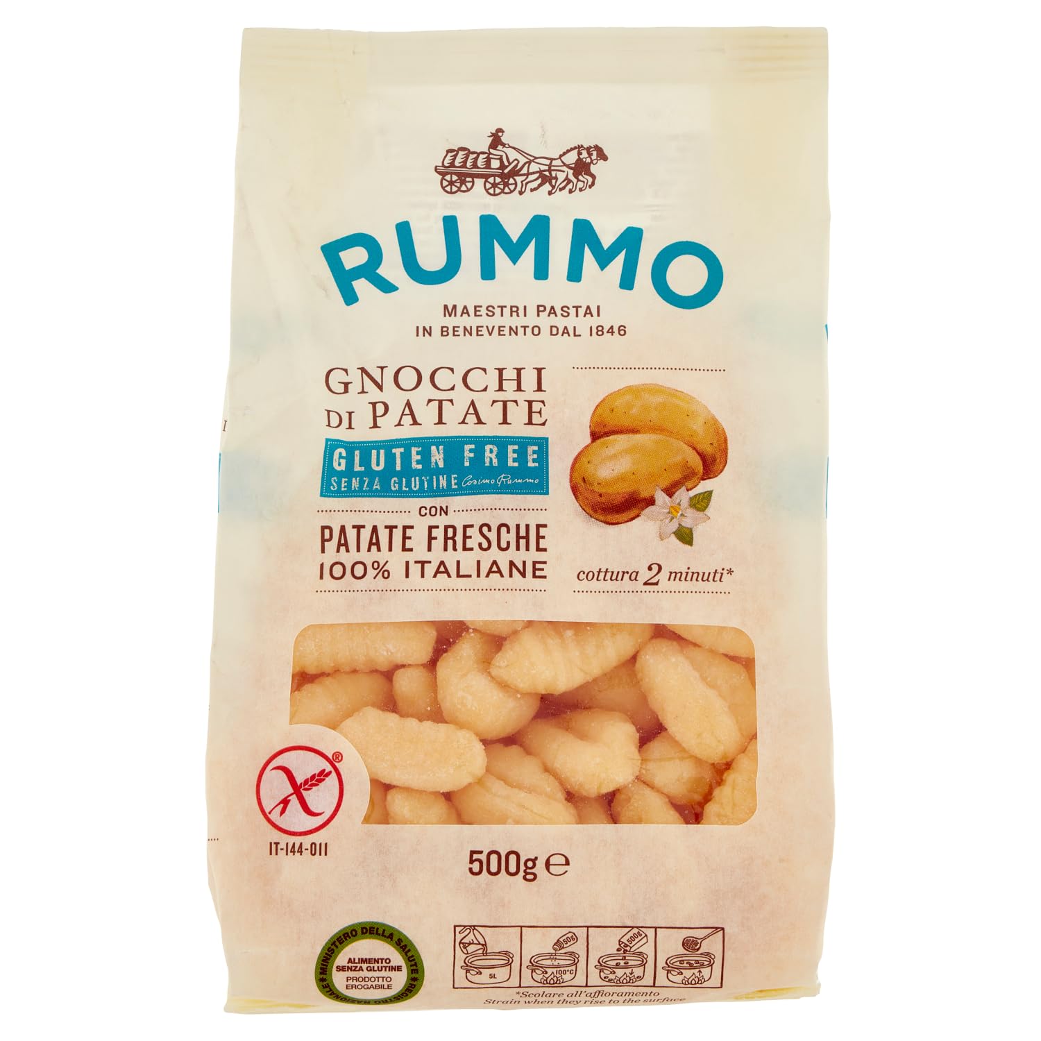 Rummo Glutenfreie Pasta Testpaket 18×400g Spaghetti, Linguine, Stelline, Fusilli,Mezzi Rigatoni, Elicoidali, Mezze Penne, Penne,Gnocchi Mais Vollkornreis + Beni Culinari Kostenloser Schlüsselanhänger