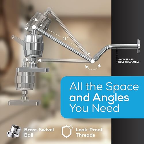 Miniatura 7 de SparkPod Cabezal de ducha de lluvia de alta presión de 6 pulgadas con cápsula de filtro de 23 etapas y extensión de brazo de ducha ajustable de 11