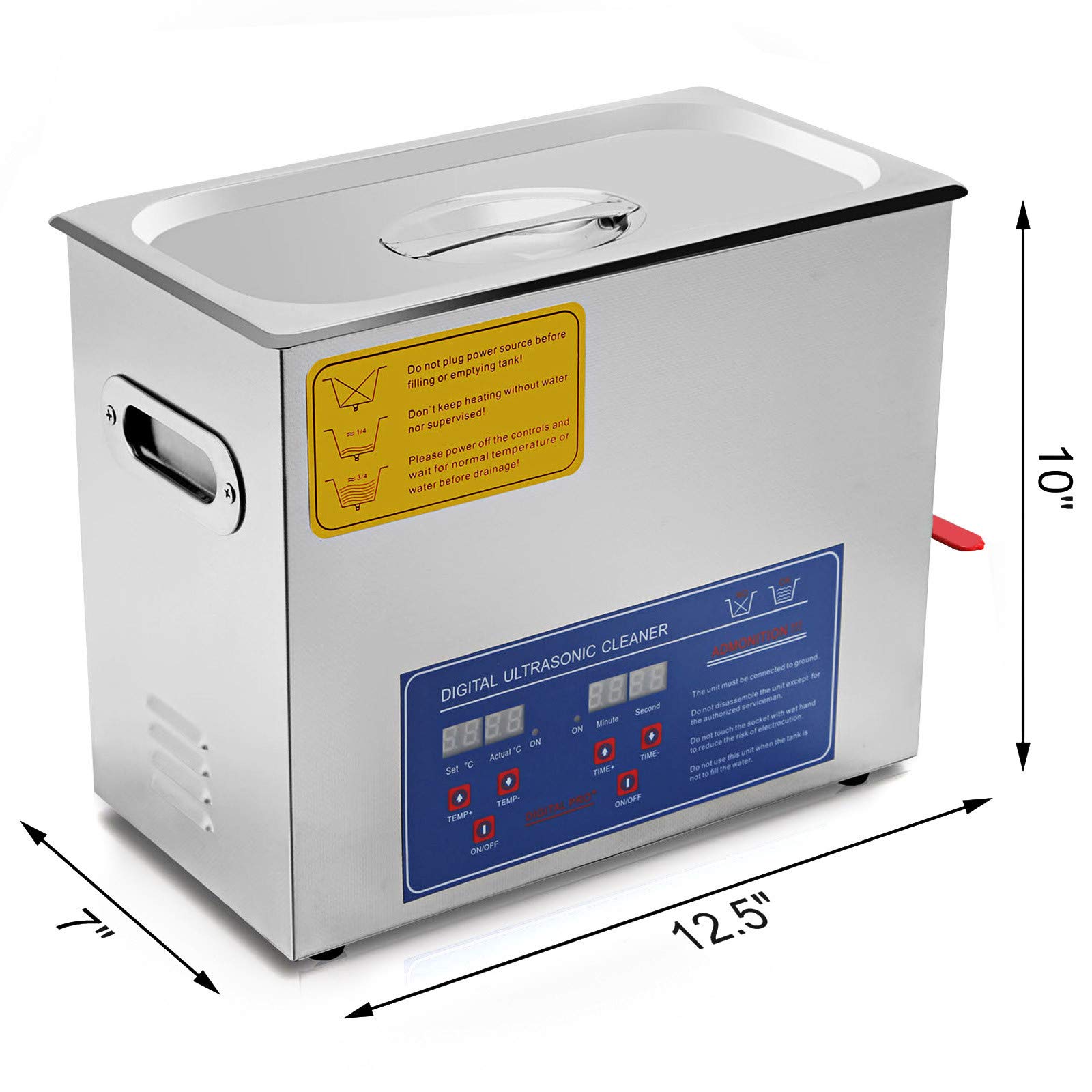 Limpiador ultrasónico 6L con calefacción y regulación del tiempo limpiador sónico profesional de acero inoxidable 180W 220V para joyas, laboratorios, equipos dentales e industriales