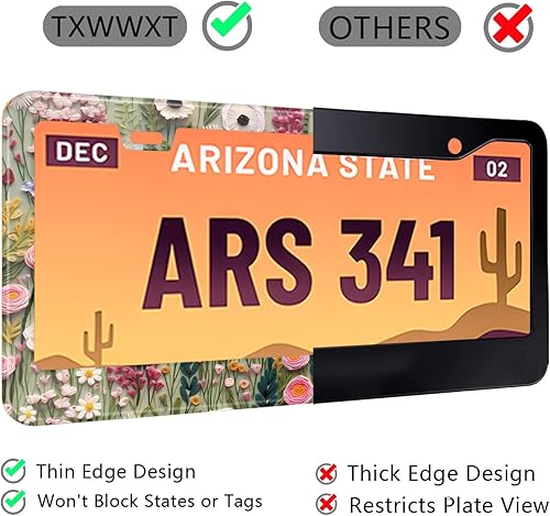 Miniatura 5 de Marco de matrícula 3D bordado con patrón floral de acero inoxidable para placa de matrícula, cubiertas de soporte para placa de automóvil a prueba