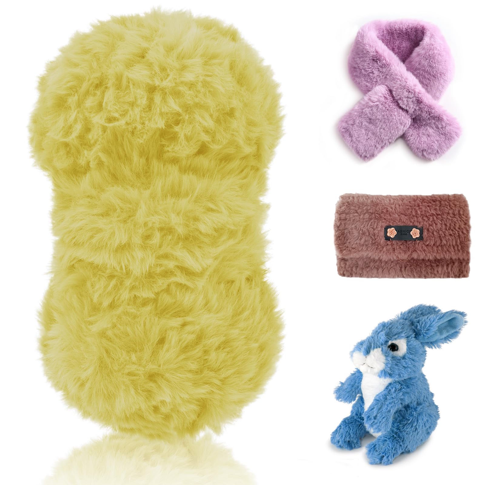 LEREATI Faux Fur Yarn for Crochet 100g/Skein 60m Eyelash Yarn Soft Chunky Fuzzy Yarn for Crocheting and Knitting, Fluffy Yarn for DIY Bag, Hats, Blankets, Furry Object (Yellow)