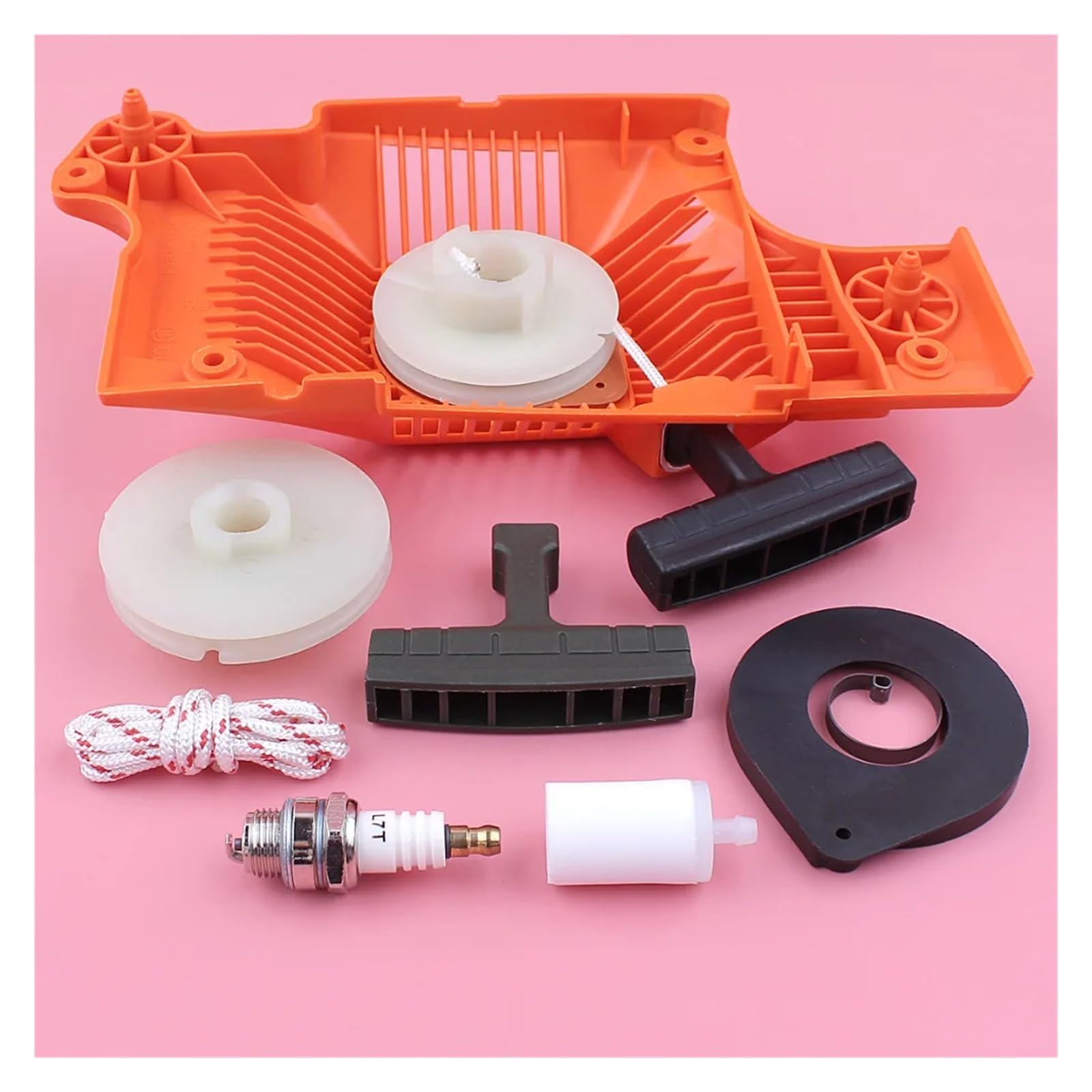 Kit de bujías de Filtro de Combustible con Resorte de Agarre de Mango de Cuerda de polea de Arranque de Retroceso for Piezas de Repuesto de Motosierra H-usqvarn 50 51 55