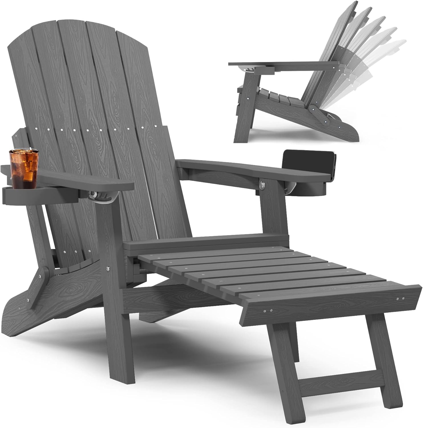 YEFU Folding Adirondack Chair Adjustable Backrest